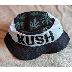 Kush Cannabis Leaf Bucket Hat White/Black/Green Rost Premium Headwear